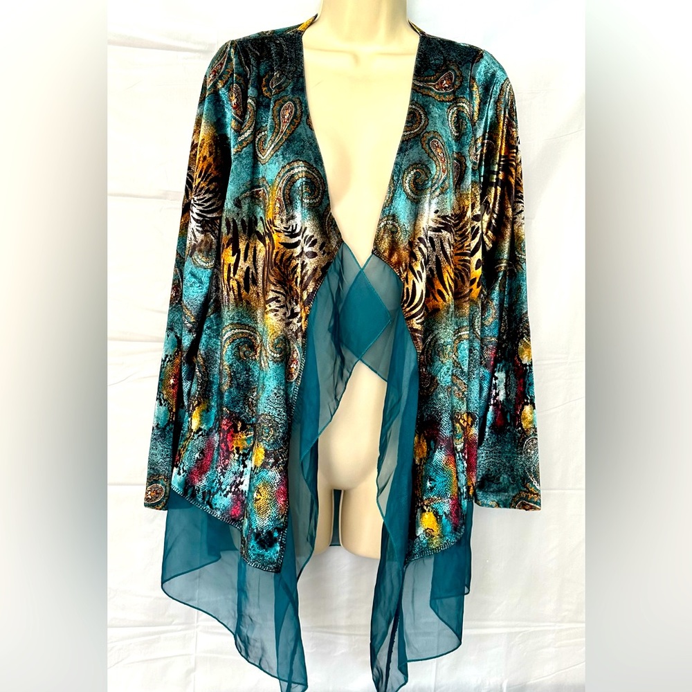 NWOT Covington - Missy Velvet Shrugs Velvet Jackets Light Grey Cardigan Size S/C